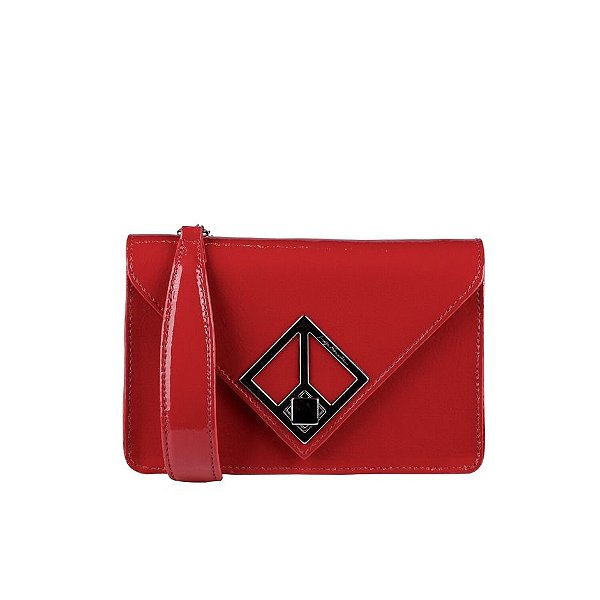 Bolsa Pequena Verniz Estruturada Corrente Luiza Barcelos Vermelho