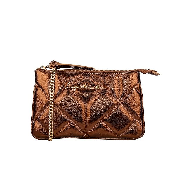 Bolsa Pequena Duplo Compartimento Corrente Luiza Barcelos Bronze