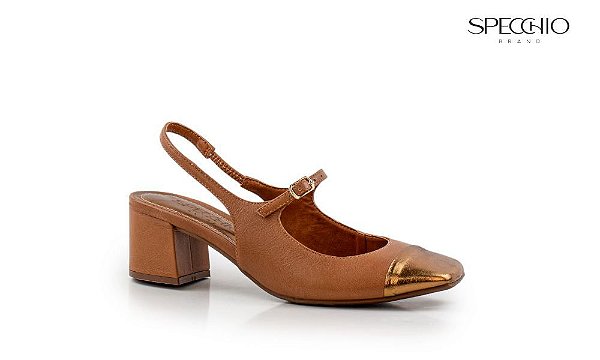 Scarpin Jully Bico Metalizado Momentos Specchio Brand Camel