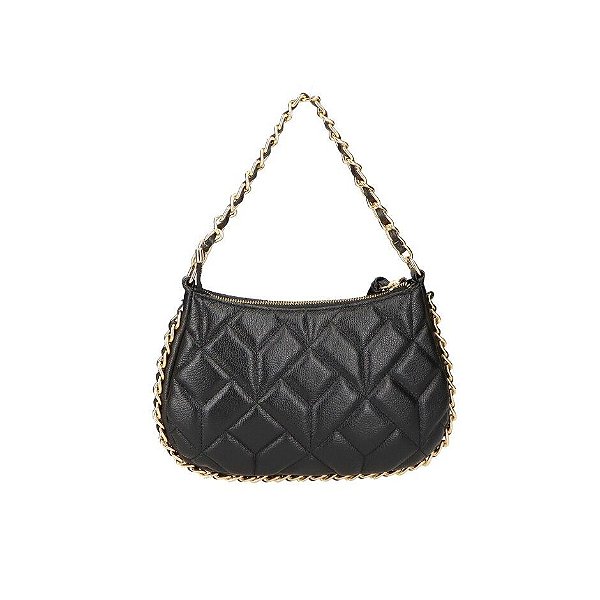 Bolsa média Matelassê Corrente Couro Luiza Barcelos Preto