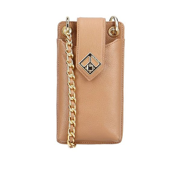 Mini Bolsa Porta Celular Corrente Couro Luiza Barcelos Nude