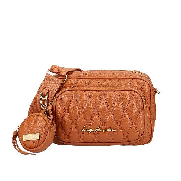 Bolsa média Cargo Porta Moeda Couro Luiza Barcelos Camel