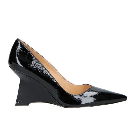 Scarpin Anabela Verniz Couro Luiza Barcelos Preto