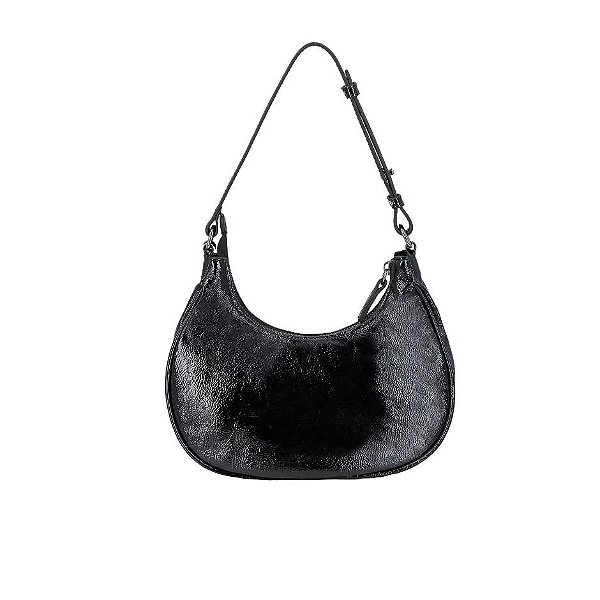 Bolsa Pequena Meia Lua Verniz Couro Luiza Barcelos Preto