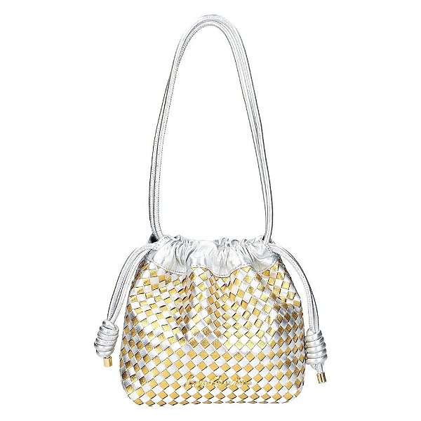 Bolsa Média Leather Tressê Couro Luiza Barcelos Dourado
