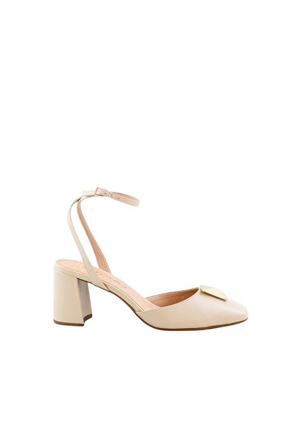 Scarpin Cássia Salto Bloco Momentos 2 Specchio Brand Off White