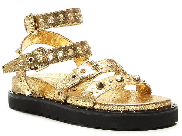 Papete Fivelas Spikes Craquelet Golden Volume VCZ FALL 24 Vicenza Dourado