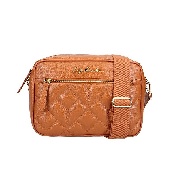 Bolsa Média matelassê Couro Luiza Barcelos Camel