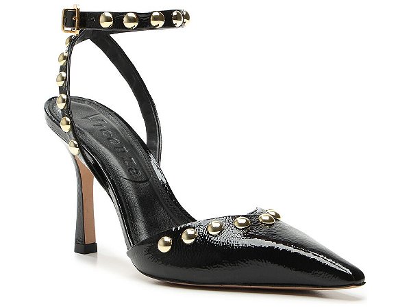 Scarpin Bico Fino Verniz Aplicações Vicenza Preto