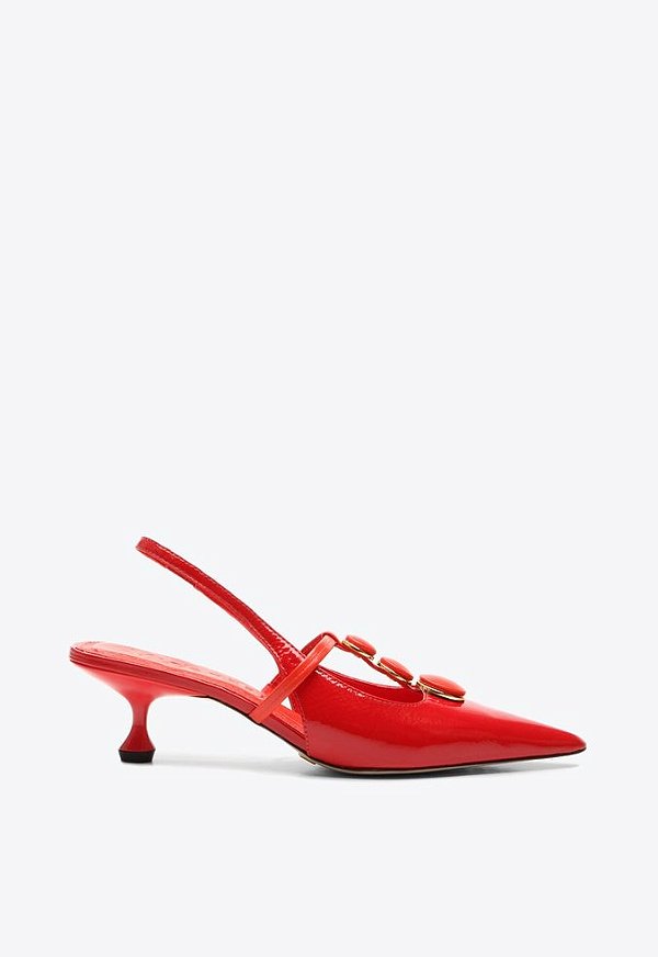 Scarpin Alicia Slingback Esferas Vicenza Vermelho