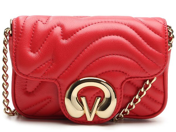 Bolsa Pequena Tiracolo Alça Corrente Logomania Vicenza Vermelha