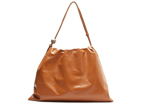 Bolsa Grande Couro Saco Alça Esfera Schutz Camel