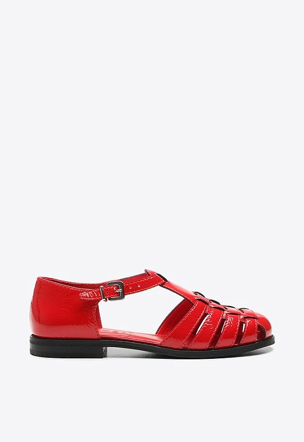 Sandália Flat Tiras Fivela Vicenza Vermelho