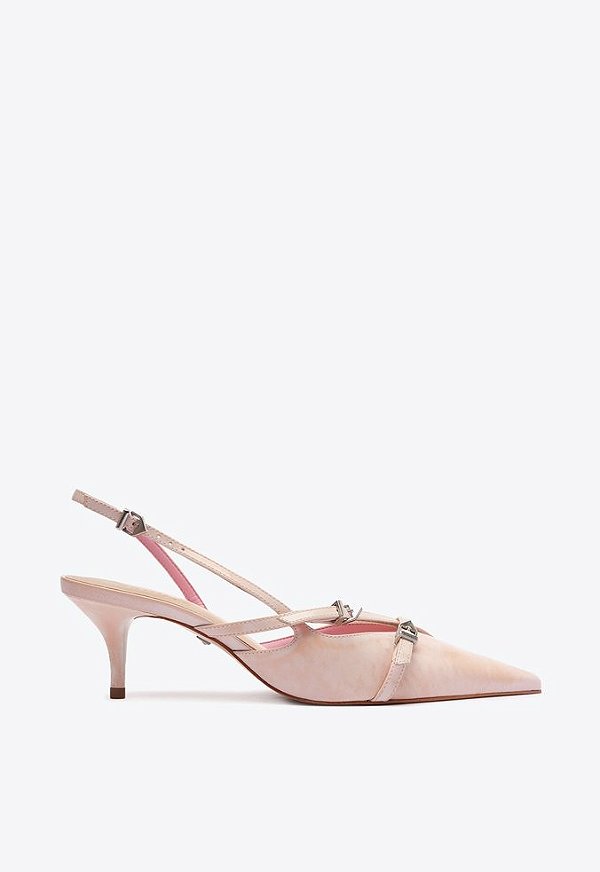 Scarpin Slingback Veronica Tiras Fivelas Schutz Rosa