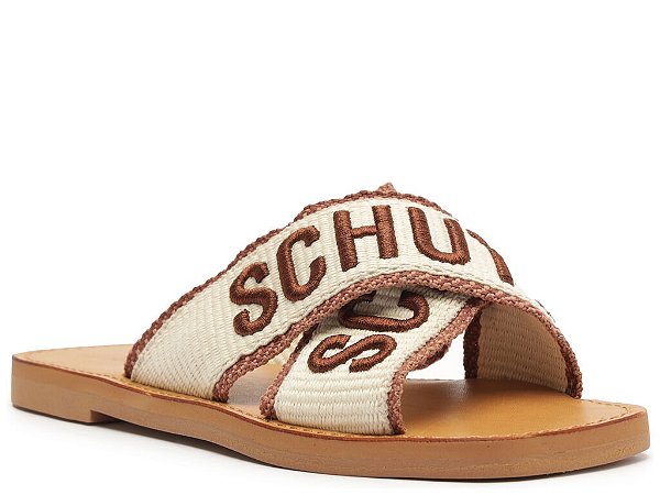 Chinelo Feminino Rasteiro Bicolor Logo Schutz Marrom