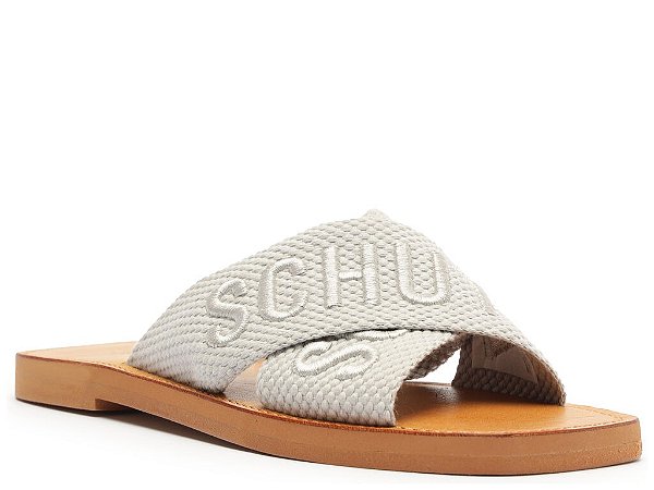 Chinelo Feminino Rasteira Slide X Tecido Schutz Cinza