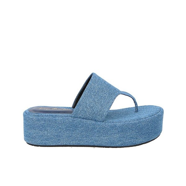 Sandália Flat Plataforma Logo Jeans Luiza Barcelos Azul