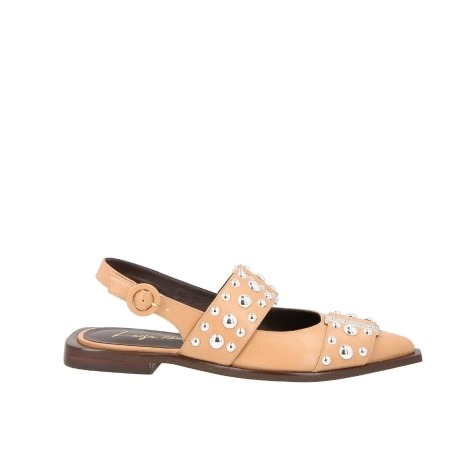 Sapatilha Slingback Metálico Brilhos Tiras Luiza Barcelos Nude