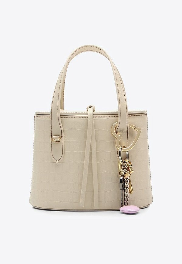 Bolsa Média Lolla Tiracolo Adereços Croco Vicenza Off White