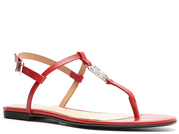 Rasteira Feminina Tira Alça Fivela Logomania Schutz Vermelho