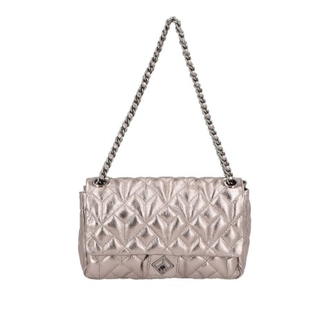 Bolsa Média Metalassê Alça Corrente Metalcolor Logomania Luiza Barcelos Prata