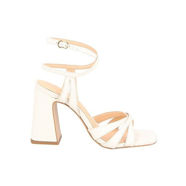 Sandália Salto Bloco Alto Tiras Alça Fivela Luiza Barcelos Off White