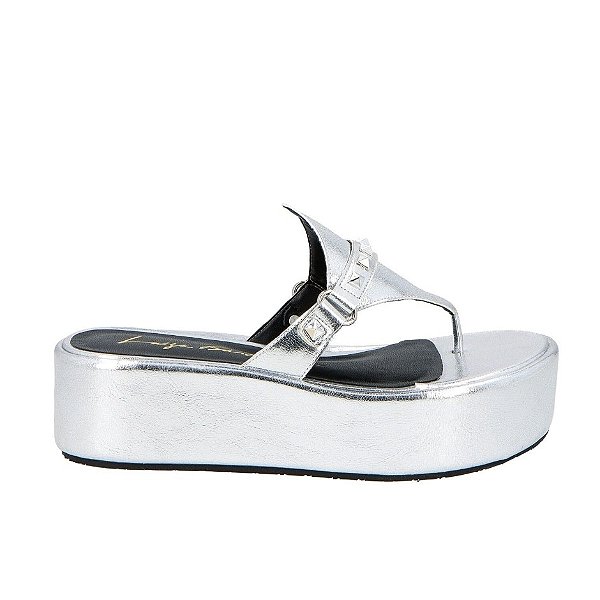 Sandália Flatform Spikes Metalcolor Luiza Barcelos Prata