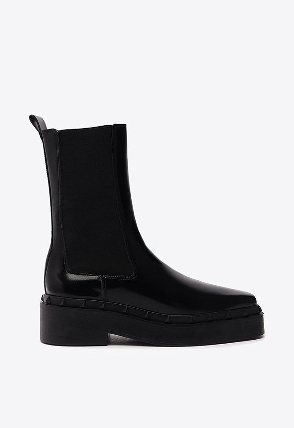 Bota Solado Prataforma Triangle Verniz Schutz Preto