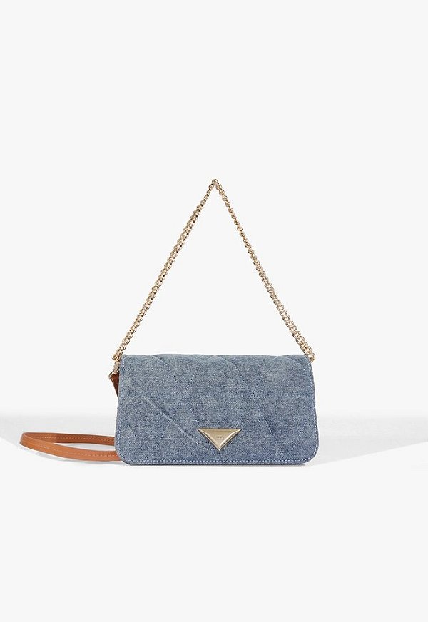 Bolsa Feminina Pequena Shoulder Dupla Alça Jeans Corrente Schutz Azul
