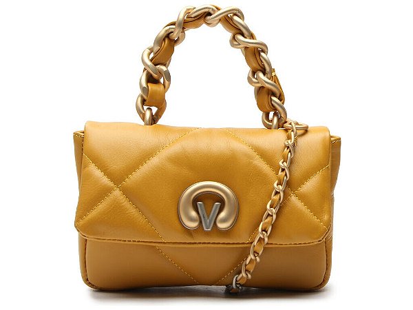 Bolsa Feminina Pequena Metalassê Alça Corrente Logomania Vicenza Amarelo