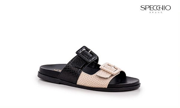 Papete Flat Sofia Cobra/Metalizada Fivela Oasis Specchio Brand