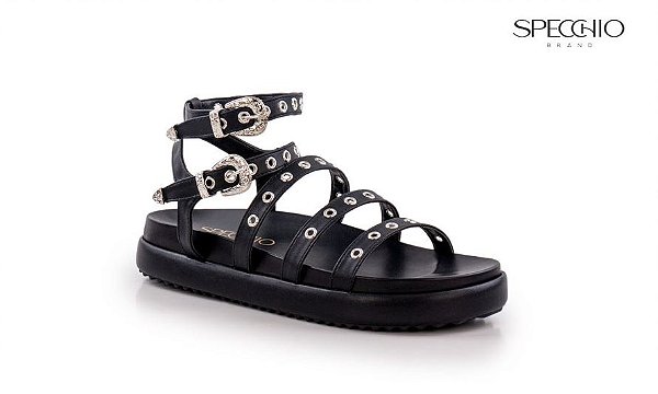 Papete Teodora Furos Metalizados Fivela Oasis Specchio Brand