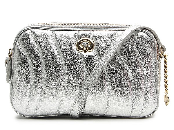 Bolsa Feminina Média Couro Pingente Metalcolor Logomania Vicenza Prata