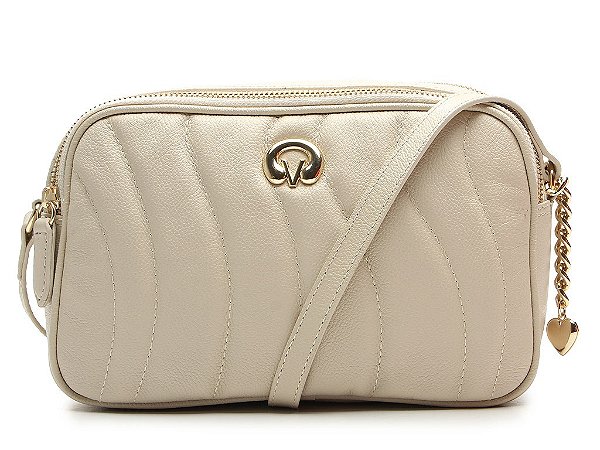 Bolsa Feminina Média Couro Pingente Logomania Vicenza Off White