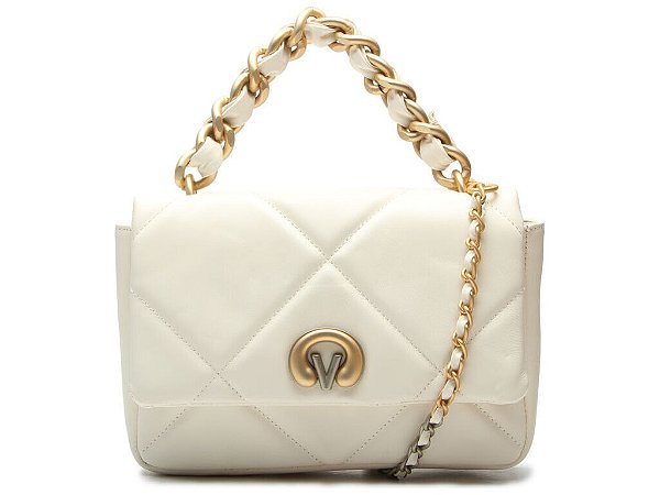 Bolsa Média Couro Metalassê Alça Corrente Logomania Vicenza Off White