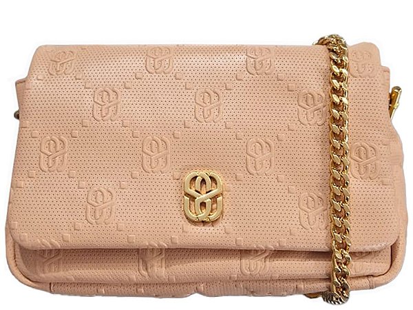 Bolsa Feminina Média Couro Alça Corrente Logomania Schutz Rosa