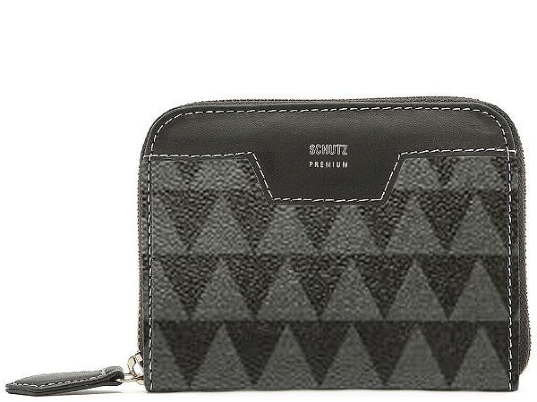 Carteira Feminina Pequena Couro Triangle Schutz Preto