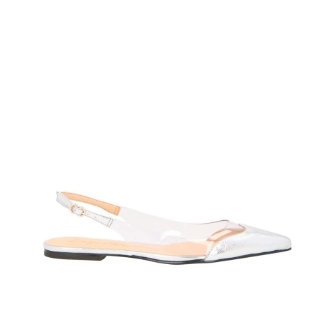 Sapatilha Slingback Bico Fino Vinil Metalcolor Luiza Barcelos Prata