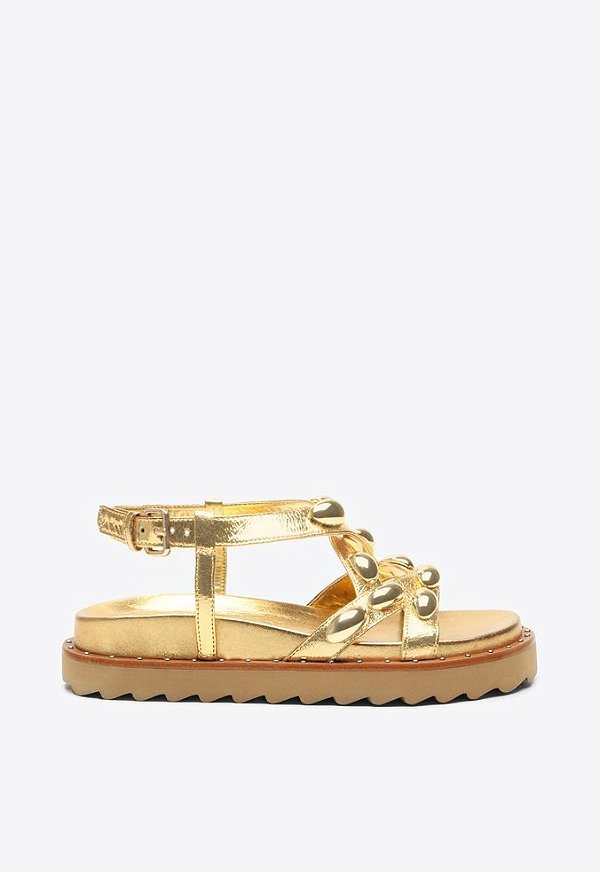 Papete Minnesota Tiras Alça Fivela Esferas Metalcolor Vicenza Dourado