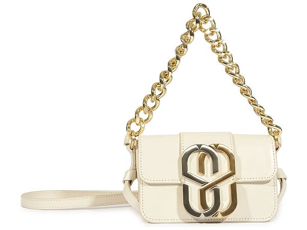 Bolsa Feminina Pequena Couro Alça Fina Corrente Logomania Schutz Off White