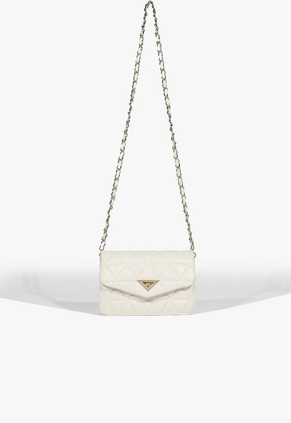 Bolsa Feminina Média Couro Metalassê 944 Alça Corrente Schutz Off White