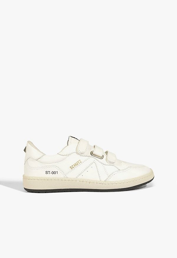 Tênis Feminino Couro Velcro ST-001 Schutz Branco