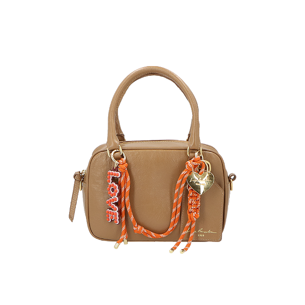 Bolsa Feminina Pequena Couro Coração Love Cadarço Luiza Barcelos Camel