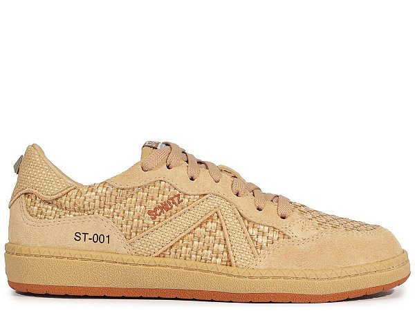 Tênis Feminino Cadarço Multimaterial Palha ST-001 Schutz Camel