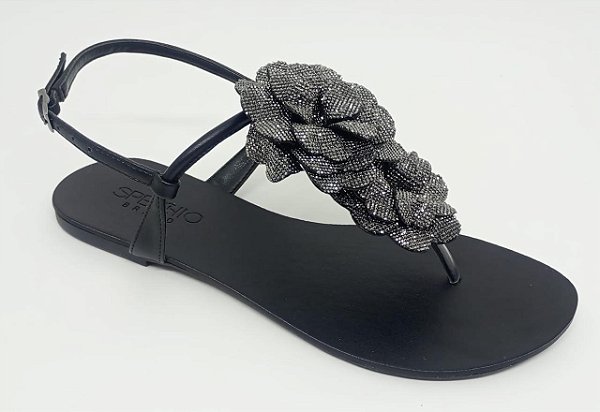 Rasteira Carmel Flor Strass Minimalist Specchio Brand