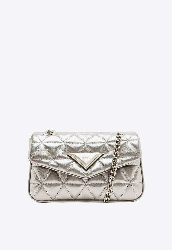Bolsa Média Alça Corrente Couro Schutz Prata