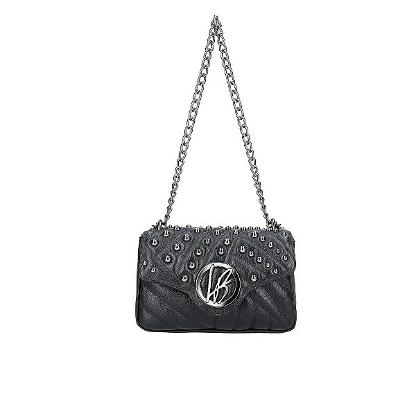 Bolsa Média Aplicações Couro Luiza Barcelos Preto