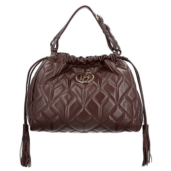 Bolsa Grande Matelassê Couro Luiza Barcelos Marrom