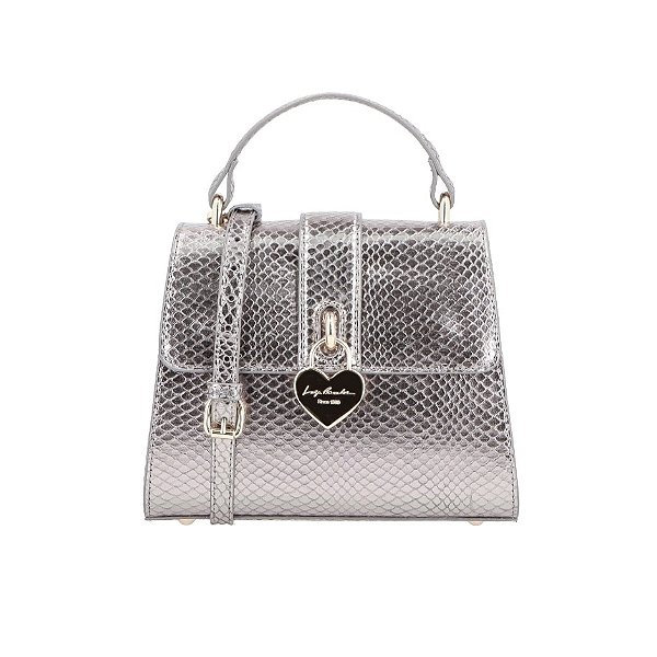 Bolsa Feminina Pequena Couro Cobra Metalcolor Luiza Barcelos Chumbo