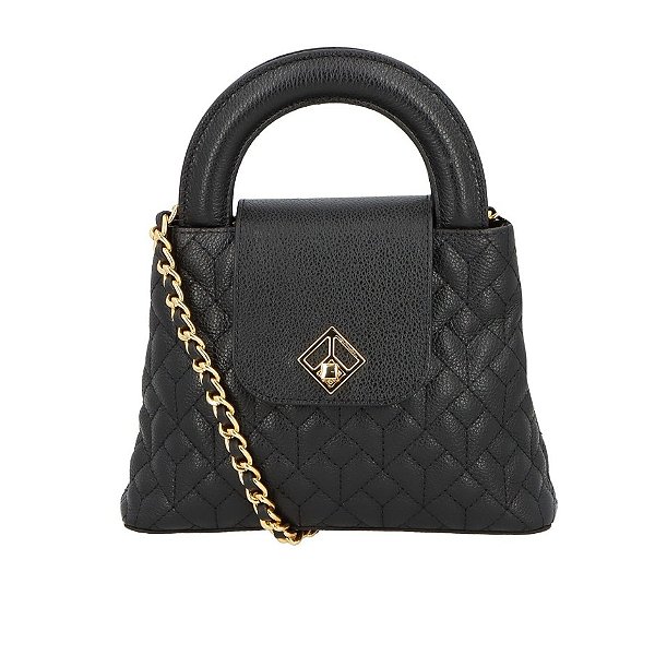 Bolsa Pequena Matelassê Couro Luiza Barcelos Preto